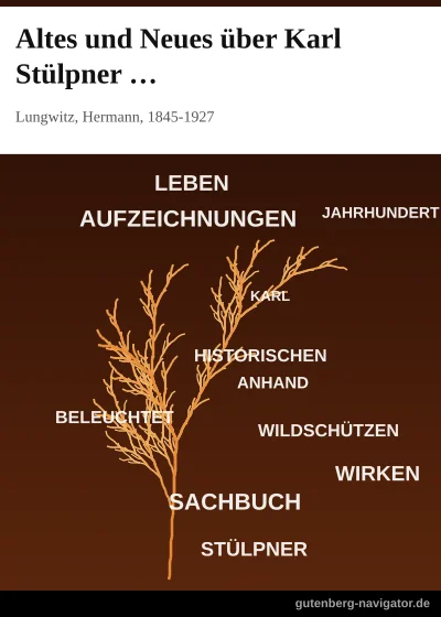 Cover von Altes und Neues über Karl Stülpner mit Benutzung der Schönberg'schen Aufzeichnungen